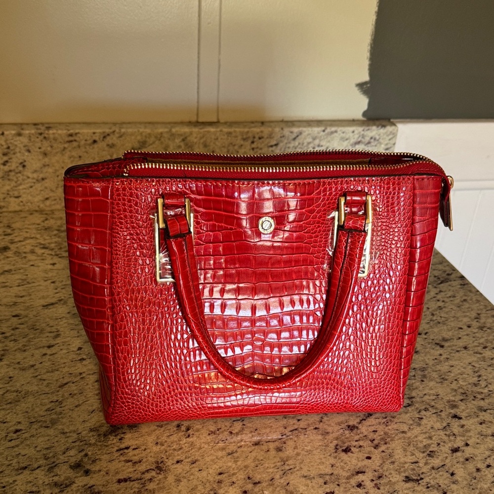 Kate Landry Red Crocodile-Embossed Women's Handbag, brand new, never used,